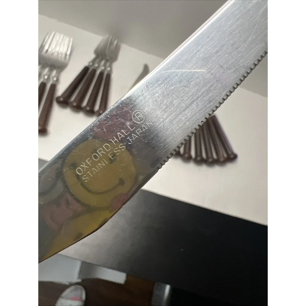 Oxford Hall Stainless Japan Brown Handles Flatware 20 Piece Replacement Set